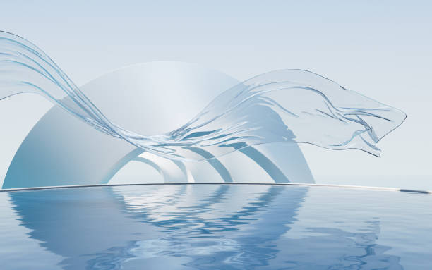 istock Flowing transparent cloth with water surface, 3d rendering. 1985025505