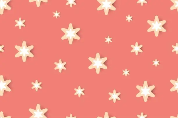 Vector illustration of Star Christmas paper pink background pattern