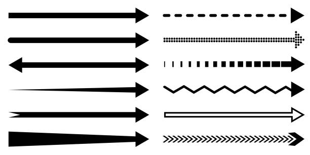 kuvapankkikuvitukset aiheesta nuoli pitkä sarja, erilaiset vaakasuorat nuolet eristetty - varastovektori - hoikka