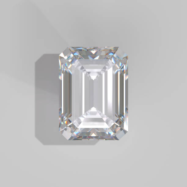 Emerald cut Diamond Exhibition of precious stones  top view