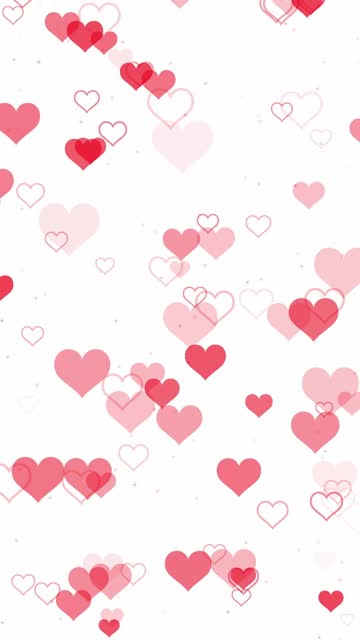 Romance red hearts pulsating on white background