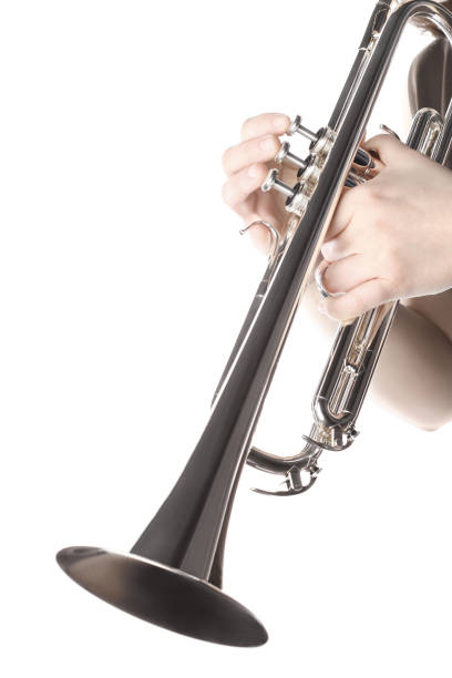 istock Trumpet player hands. Trumpeter isolated 1985123329