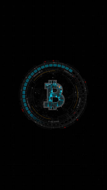 istock Blue digital money logo with rotation HUD UI circle technology interface and futuristic elements abstract background crypto currency finance and digital money vertical concepts 1985134211