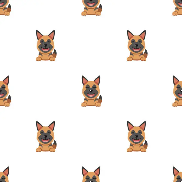Vector illustration of Vector cartoon character german shepherd dog seamless pattern background