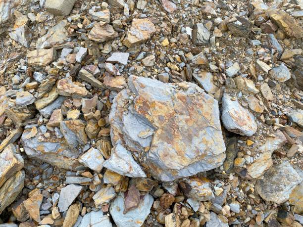 fragments of mountain rock from excavations