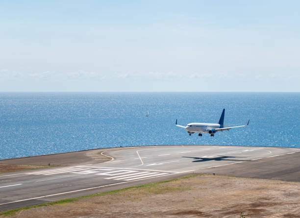 istock Aiplane landing in Madeira airport 1985245608
