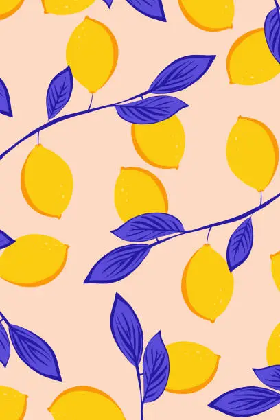 Vector illustration of Lemon seamless pattern.