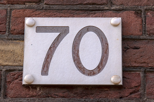 Close Up House Number 70 At Amsterdam The Netherlands 27-4-2023