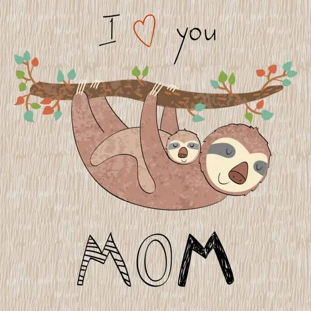 Vector illustration of Mom and baby