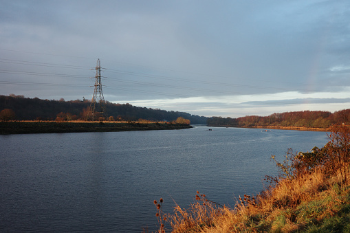 Newcastle UK: 6th Jan 2024: Newburn Riverside Park on the River Tyne on a sunny winter morning