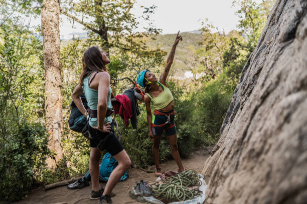 istock Female climbers preparing for climbing outdoors 1985372541