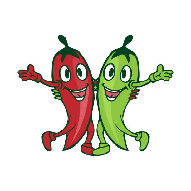 Vector illustration of Red Hot Chili Mascot Cartoon Character for Restaurant Illustration Design Vector