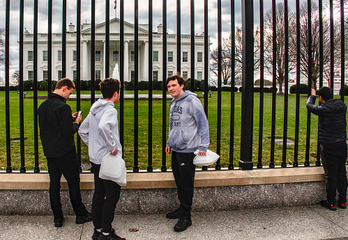 Visitors outside the White House in Washington DC.