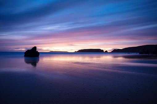 Twilight at Marloes beach in Pembrokeshire national park, Wales