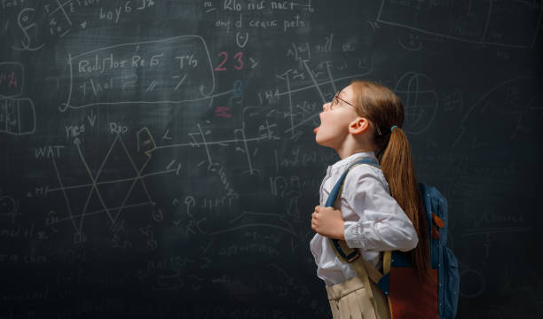 istock Kid in class on background of blackboard 1985482164