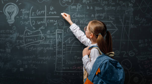 istock Kid in class on background of blackboard 1985482166