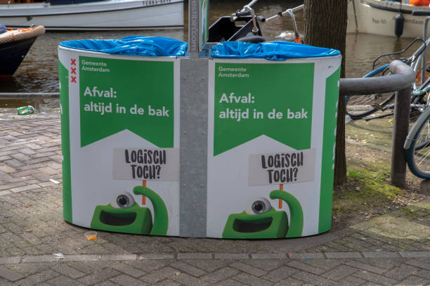 Garbage Cans On Kingsday At Amsterdam The Netherlands 27-4-2023