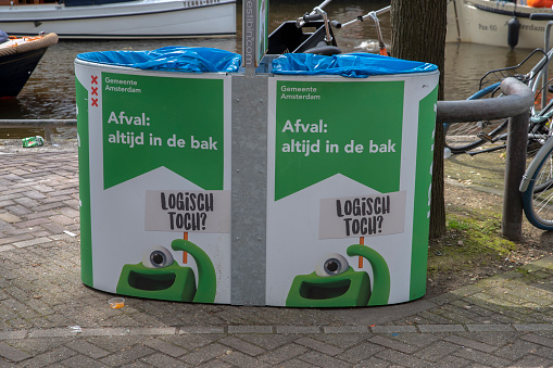 Garbage Cans On Kingsday At Amsterdam The Netherlands 27-4-2023