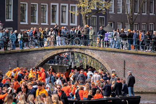 People Enjoying Kingsday At Amsterdam The Netherlands 27-4-2023