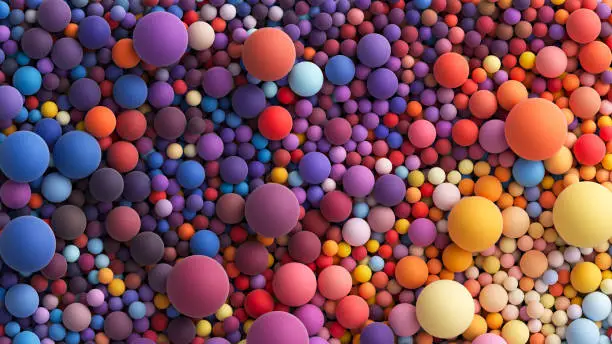 Vector illustration of Many colored big and small random balls