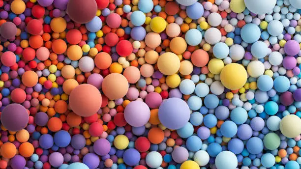 Vector illustration of Many colored big and small random balls