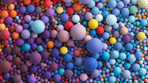 Vector illustration of Many colored big and small random balls