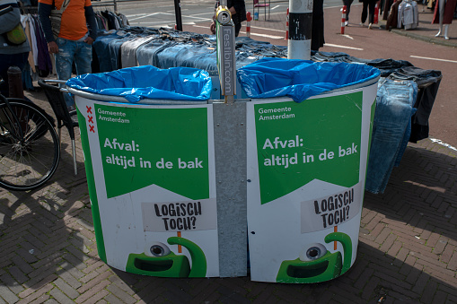 Garbage Cans On Kingsday At Amsterdam The Netherlands 27-4-2023