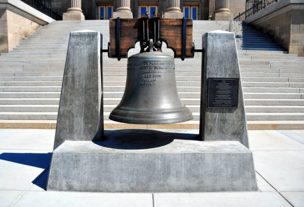 Boise, Idaho, USA: Liberty bell replica - placed at the entrance to the Idaho State Capitol, West Jefferson Street.