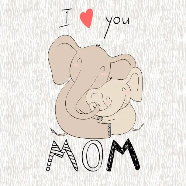 Vector illustration of Mom and baby