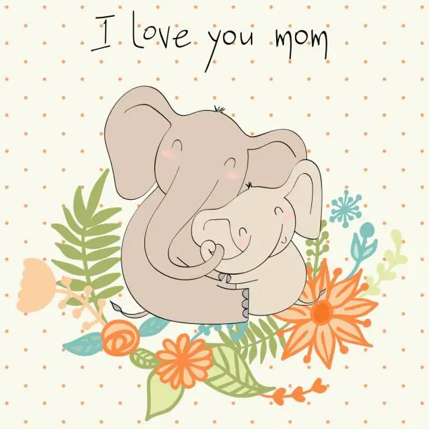 Vector illustration of Mom and baby