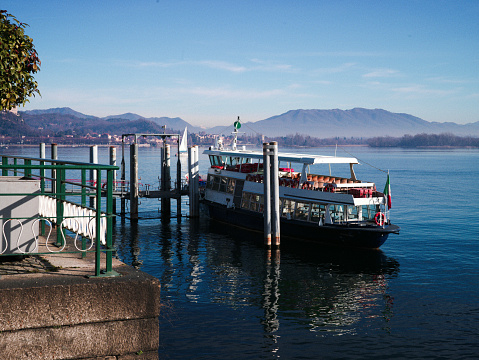 boat at the port of Arona on Lake Maggiore