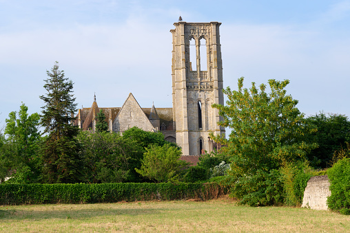 Saint-Mathurin basilica in Larchant village. French Gatinais Regional Nature Park