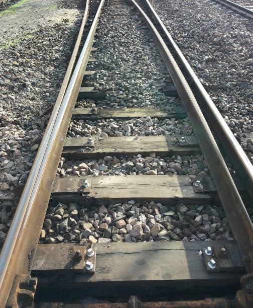 istock Track with wooden sleepers 1985635096