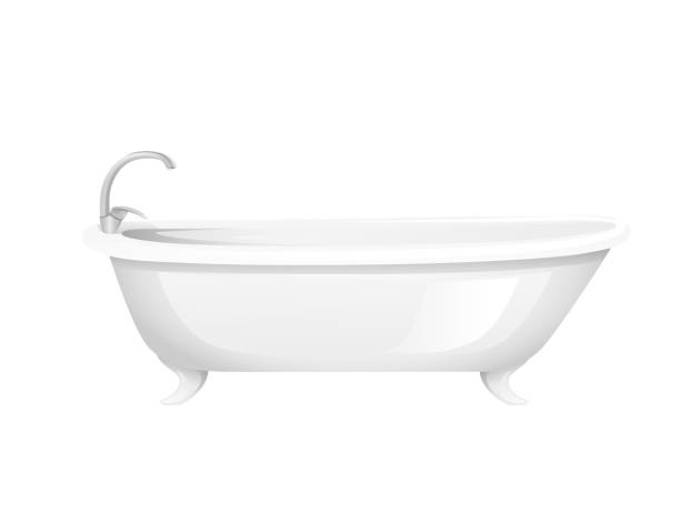 istock Modern bath with faucet vector illustration isolated on white background equipment for bathroom 1985643308