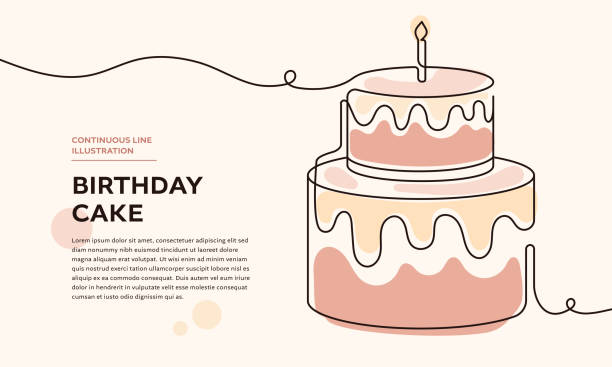 kuvapankkikuvitukset aiheesta birthday cake continuous line icon - hääkakku