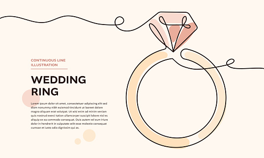 Wedding Ring Colorful Continuous Line Icon