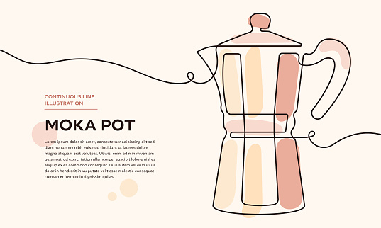 Moka Pot Colorful Continuous Line Icon