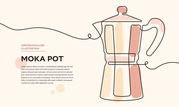 Vector illustration of Moka Pot Continuous Line Icon