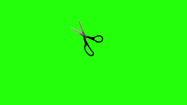 Animated Scissor cutting and moving on the green screen chroma key