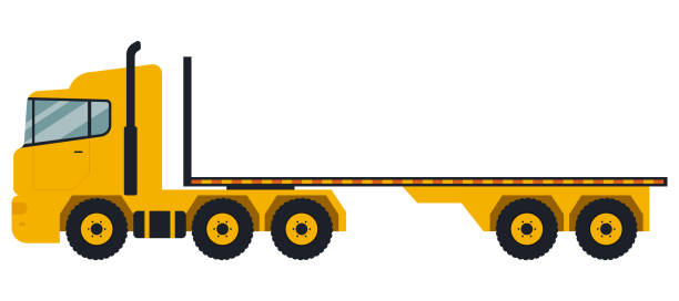 ilustrações de stock, clip art, desenhos animados e ícones de flatbed trailer tractor truck icon. vector illustration. - car transporter semi truck isolated on white truck