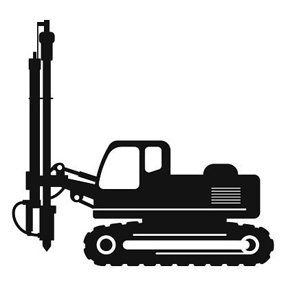 Pile driver icon. Heavy machinery. Vector illustration. Eps 10.