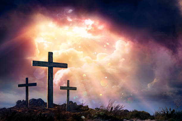 istock Resurrection - Crosses On Hill At Sunset 1985739198