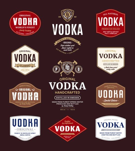 Vodka labels and badges vector art illustration