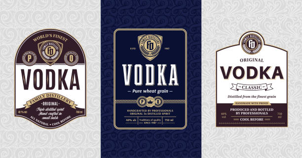 Vector vodka vintage labels vector art illustration