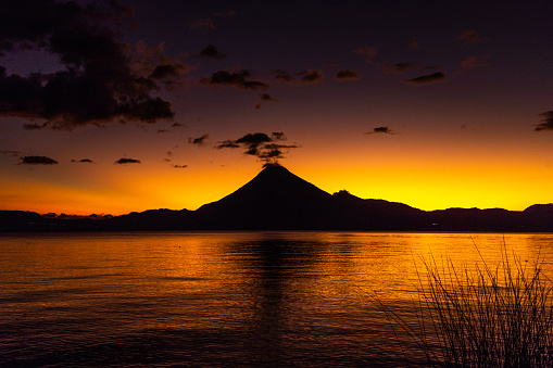 Beautiful Lake Attitlan in Guatemala, surrounded by the Tolimán , Atitlán and San Pedro volcanoes. Some consider it the most beautiful lake in the world.