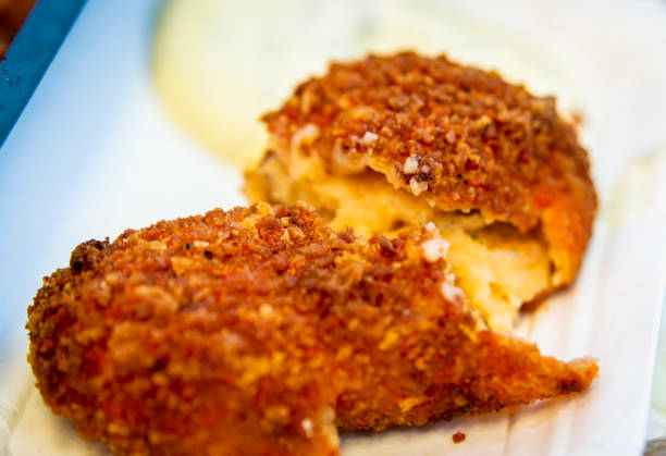 istock Half opened popular Netherlands snack, shrimp croquette 1985764490