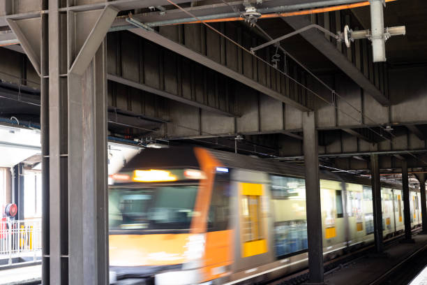 istock Train arriving in subway station, background with copy space 1985769859