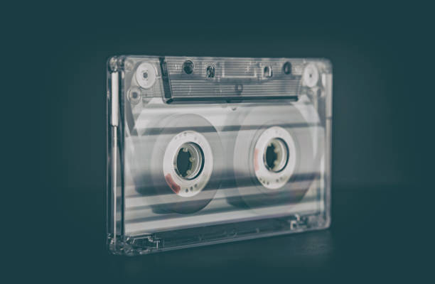 old vintage cassette tapes on black background. - 11305 imagens e fotografias de stock