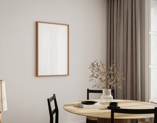 istock Poster frame mock-up in home interior background, dinning room in beige tones, 1985823517