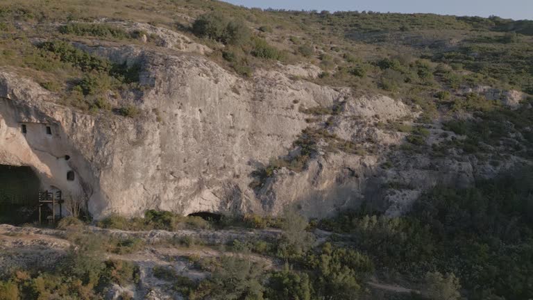 Caves carved into the rock in the Alfafara village, Alicante, Costa Blanca, Spain - stock video